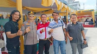 Kapolres Asahan, AKBP Roman Smaradhana Elhaj buka Lomba Mural Pemilu Damai 2024 yang diselenggarakan Perhimpunan Mahasiswa Asahan Seluruh Indonesia (PERMASI) Kabupaten Asahan